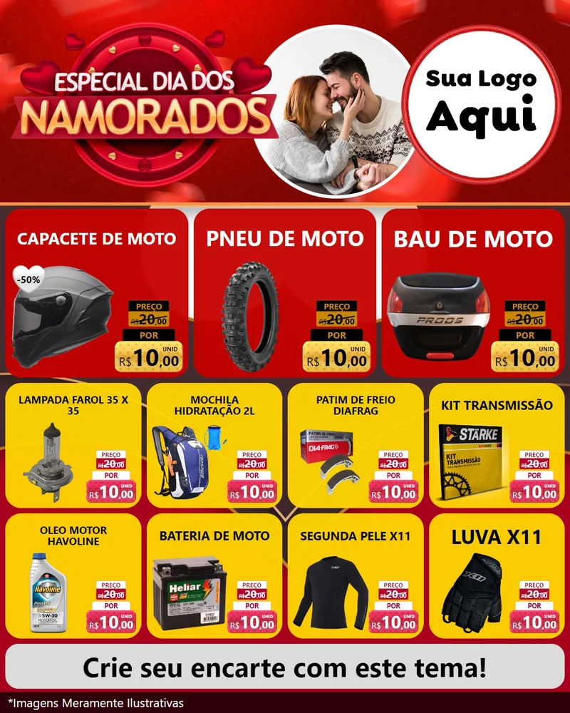 Modelo de Rede Social para Feed Instagram com o tema Especial Dia Dos Namorados para Moto peças