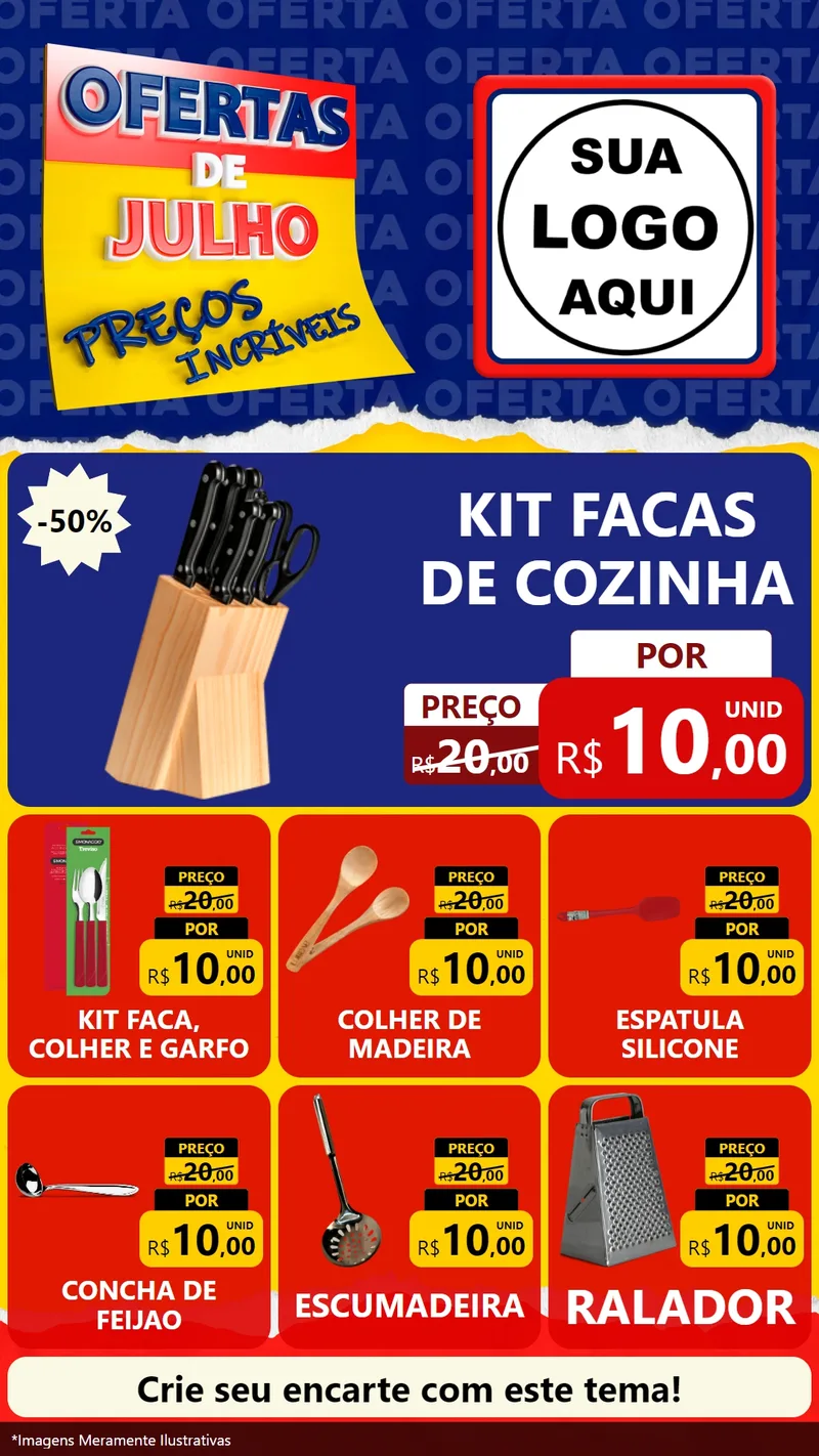 Modelo de Rede Social para Stories com o tema Ofertas de Julho - Preços Incríveis para Utilidades Domésticas