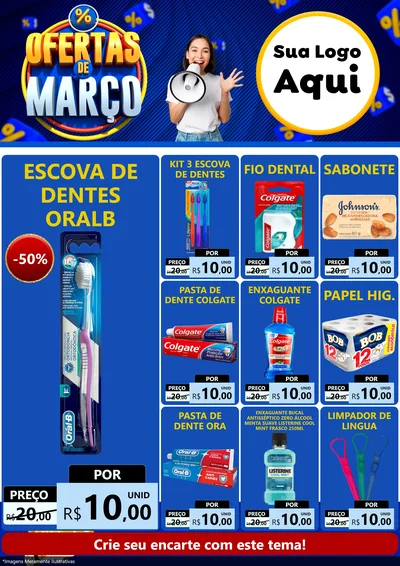 Modelo de Encarte para Encarte A4 Vertical com o tema Ofertas de Março para Higiene Pessoal