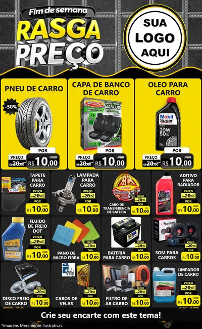 Modelo de Encarte para Encarte Grande com o tema Fim de Semana Rasga Preço para Auto peças