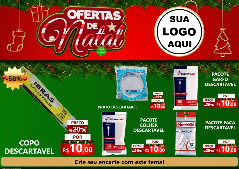 Modelo de Encarte para Encarte A4 Horizontal com o tema Ofertas de Natal para Embalagens