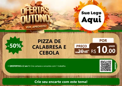 Modelo de Cartaz para Cartaz A4 Horizontal com o tema Ofertas de Outono - Vem, Aproveite! para Pizzaria