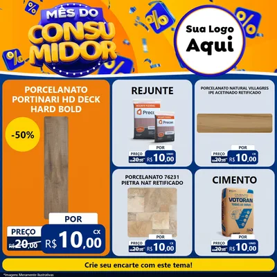 Modelo de Rede Social para Feed Facebook com o tema Mês do Consumidor para Pisos e revestimentos