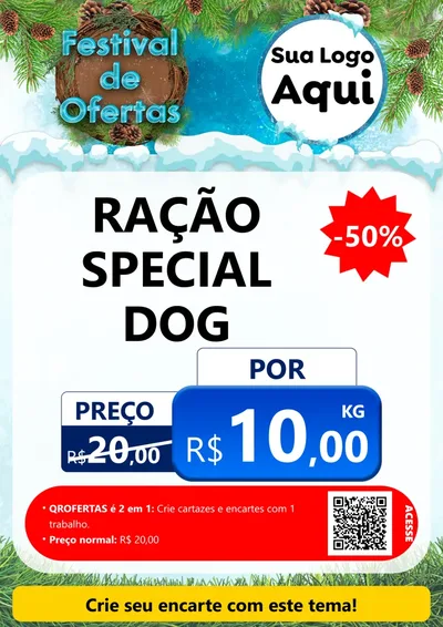 Modelo de Cartaz para Cartaz A4 Vertical com o tema Festival de Ofertas - Inverno para Pet Shop