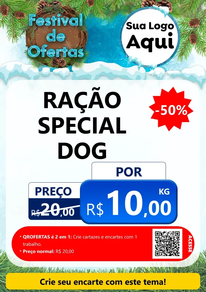 Modelo de Cartaz para Cartaz A4 Vertical com o tema Festival de Ofertas - Inverno para Pet Shop
