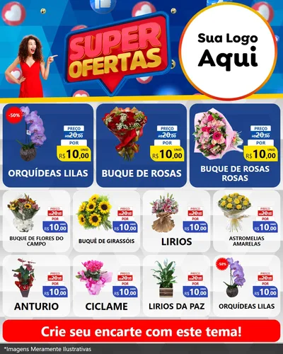 Modelo de Rede Social para Feed Instagram com o tema Super Ofertas para Floricultura e jardim