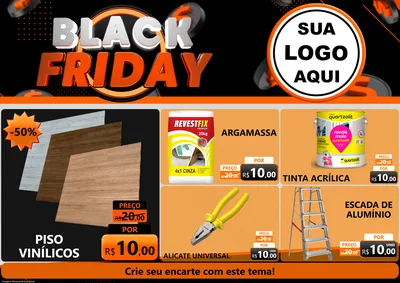 Modelo de Encarte para Encarte A4 Horizontal com o tema Black Friday para Material para Construção
