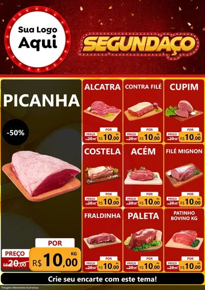 Modelo de Encarte para Encarte A4 Vertical com o tema Segundaço para Açougue