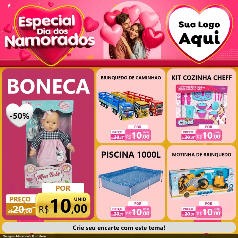 Modelo de Rede Social para Feed Facebook com o tema Especial Dia dos Namorados para Brinquedos