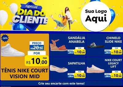 Modelo de Encarte para Encarte A4 Horizontal com o tema Especial Dia do Cliente para Calçados