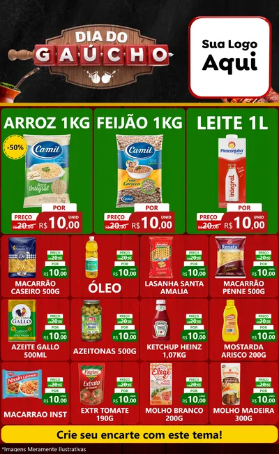 Modelo de Encarte para Encarte Grande com o tema Dia do Gaúcho para Supermercado