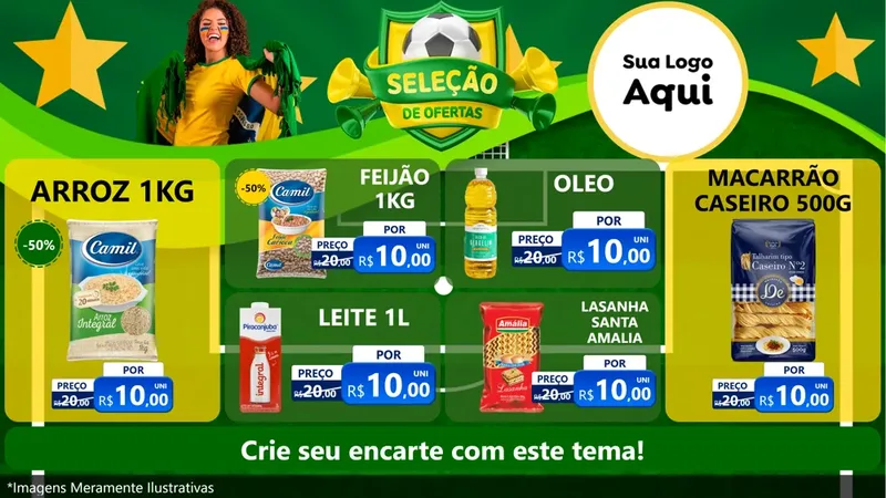 Modelo de TV para TV Horizontal com o tema Seleção de Ofertas - Copa para Supermercado