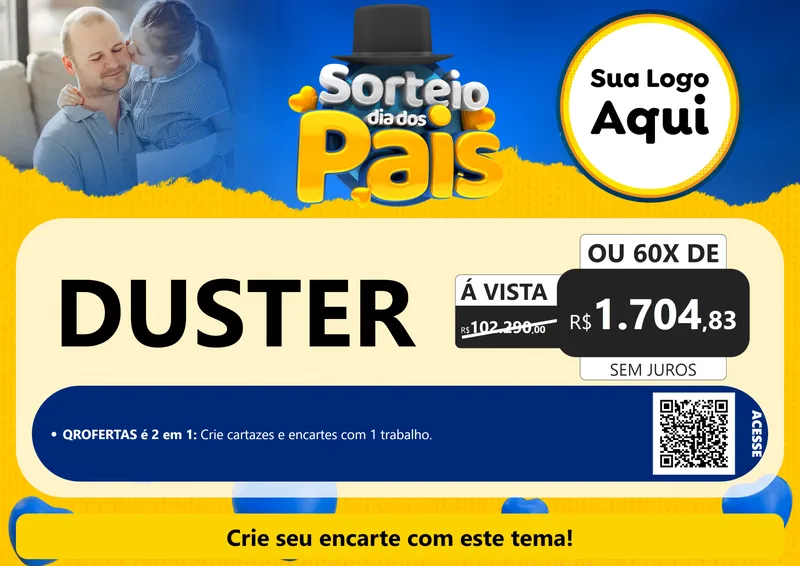 Modelo de Cartaz para Cartaz A4 Horizontal com o tema Sorteio Dia Dos Pais para Concessionaria de Carros