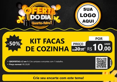 Modelo de Cartaz para Cartaz A4 Horizontal com o tema Oferta do Dia - Quarta Feira! para Utilidades Domésticas