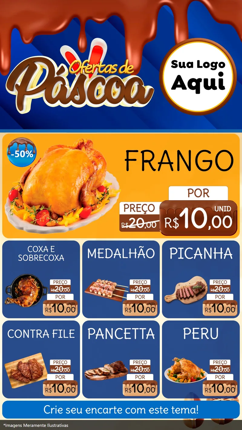 Modelo de Rede Social para Stories com o tema Ofertas de Páscoa para Assados