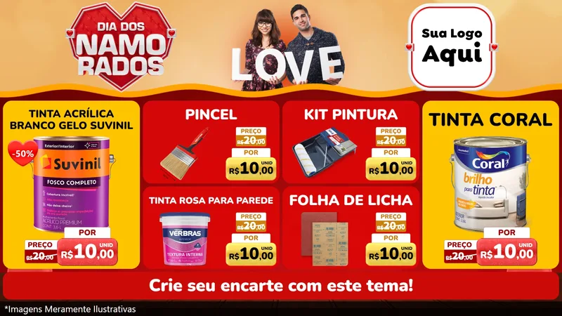 Modelo de TV para TV Horizontal com o tema Dia dos Namorados para Tintas e Ferramentas