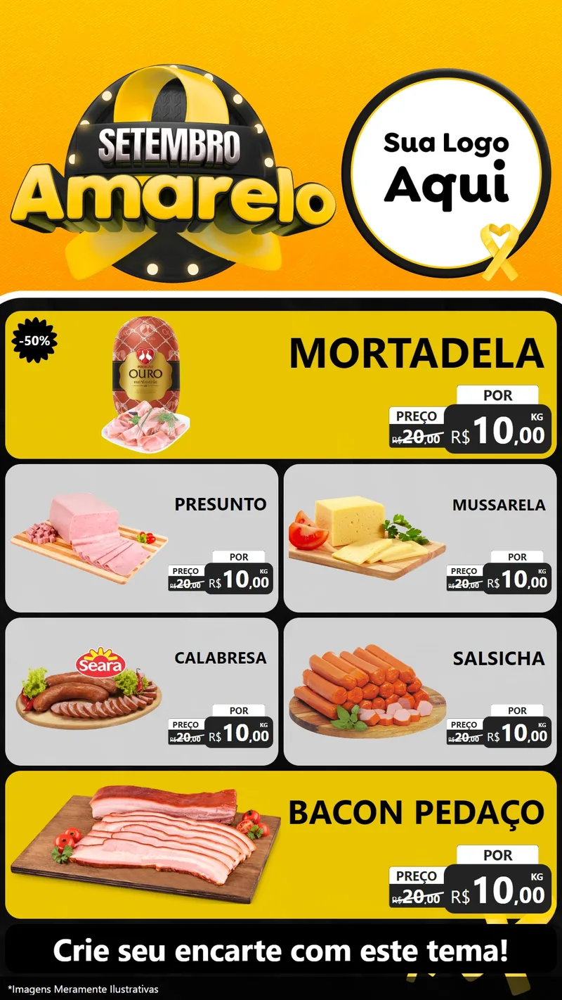 Modelo de TV para TV Vertical com o tema Setembro Amarelo para Frios e Laticínios