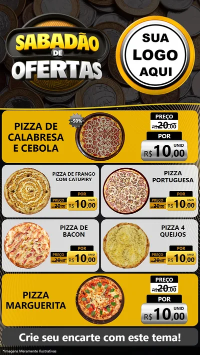 Modelo de TV para TV Vertical com o tema Sabadão de Ofertas para Pizzaria