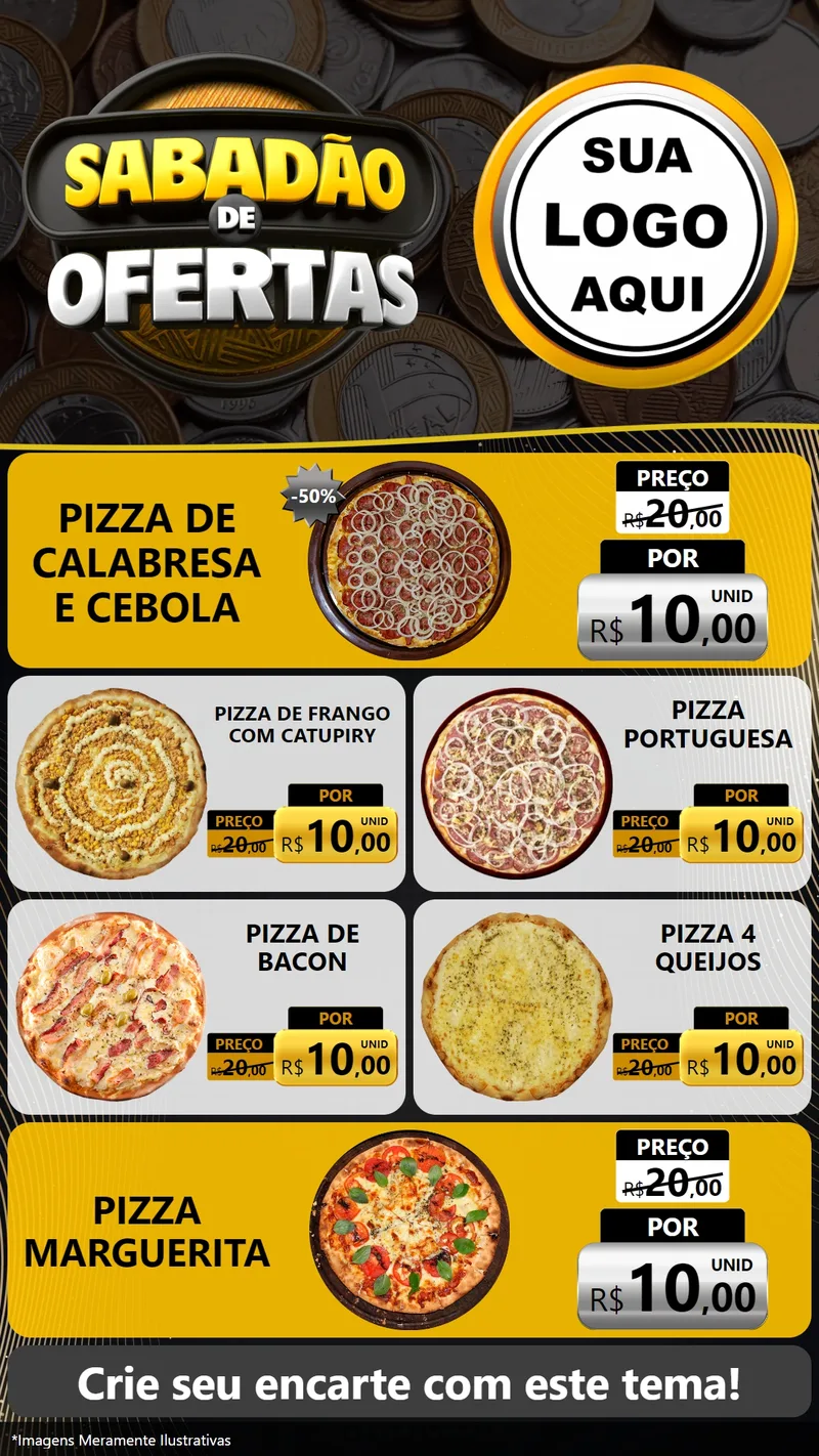 Modelo de TV para TV Vertical com o tema Sabadão de Ofertas para Pizzaria