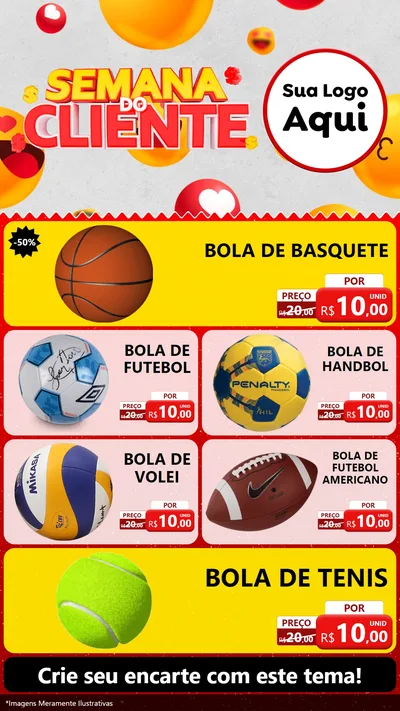 Modelo de TV para TV Vertical com o tema Semana do Cliente para Artigos Esportivos