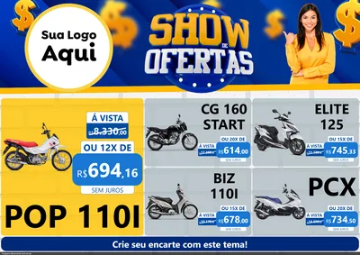 Modelo de Encarte para Encarte A4 Horizontal com o tema Show de Ofertas para Concessionaria de Motos