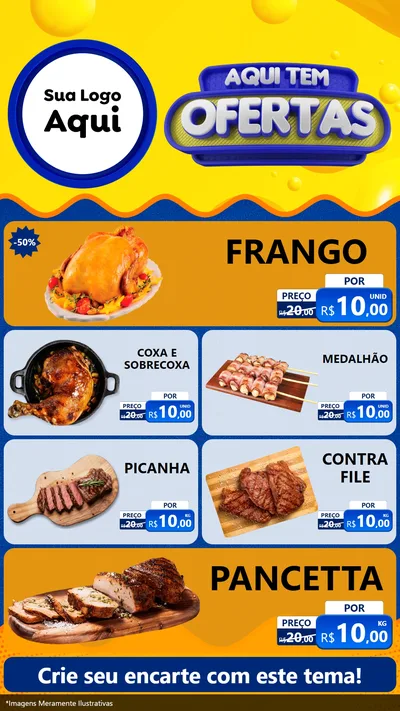 Modelo de TV para TV Vertical com o tema Aqui Tem Ofertas para Assados