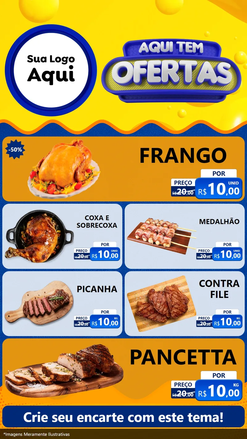 Modelo de TV para TV Vertical com o tema Aqui Tem Ofertas para Assados