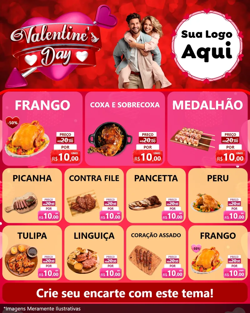 Modelo de Rede Social para Feed Instagram com o tema Valentine's Day para Assados