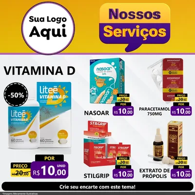 Modelo de Rede Social para Feed Facebook com o tema Nossos Serviços para Farmácia