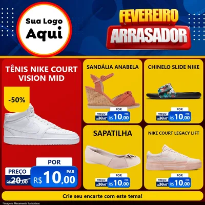 Modelo de Rede Social para Feed Facebook com o tema Fevereiro Arrasador para Calçados