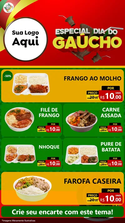 Modelo de TV para TV Vertical com o tema Especial Dia do Gaúcho para Restaurante