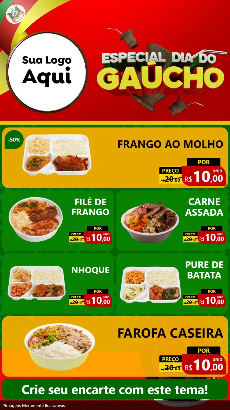 Modelo de TV para TV Vertical com o tema Especial Dia do Gaúcho para Restaurante