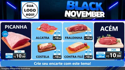 Modelo de TV para TV Horizontal com o tema Black November para Açougue