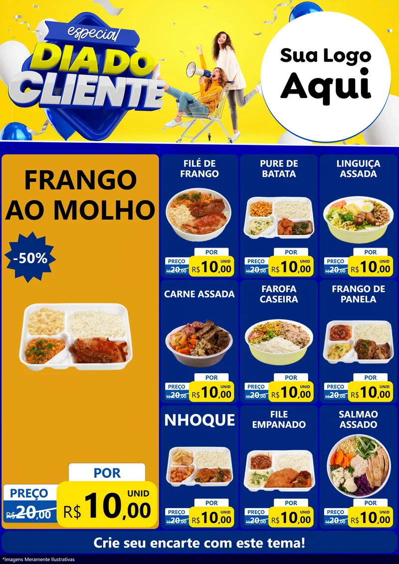 Modelo de Encarte para Encarte A4 Vertical com o tema Especial Dia do Cliente para Restaurante