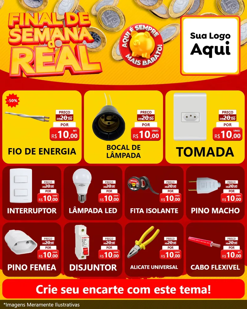 Modelo de Rede Social para Feed Instagram com o tema Final de Semana do Real para Materiais Elétricos