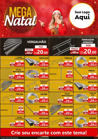 Modelo de Encarte para Encarte A4 Vertical com o tema Mega Natal para Ferragens