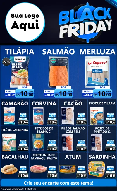 Modelo de Encarte para Encarte Grande com o tema Black Friday para Peixaria