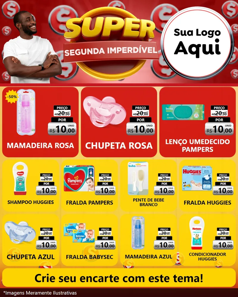 Modelo de Rede Social para Feed Instagram com o tema Super Segunda Imperdível para Bebês