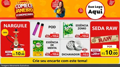 Modelo de TV para TV Horizontal com o tema Comece Janeiro Economizando para Tabacaria