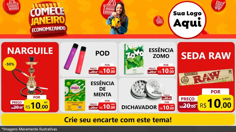 Modelo de TV para TV Horizontal com o tema Comece Janeiro Economizando para Tabacaria