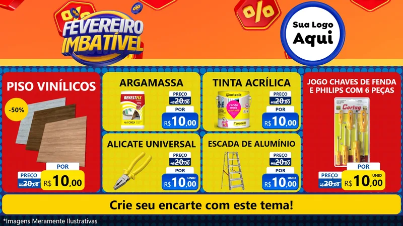 Modelo de TV para TV Horizontal com o tema Fevereiro Imbatível para Material para Construção