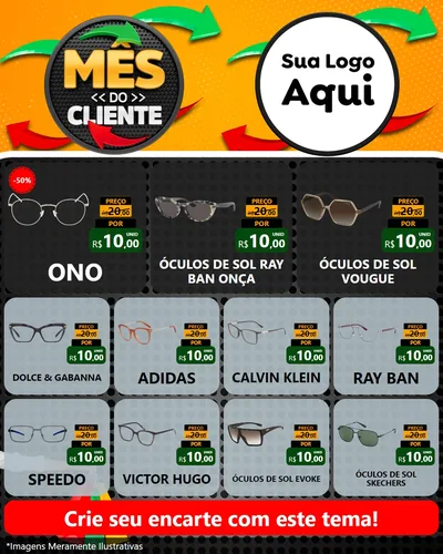 Modelo de Rede Social para Feed Instagram com o tema Mês do Cliente para Óticas
