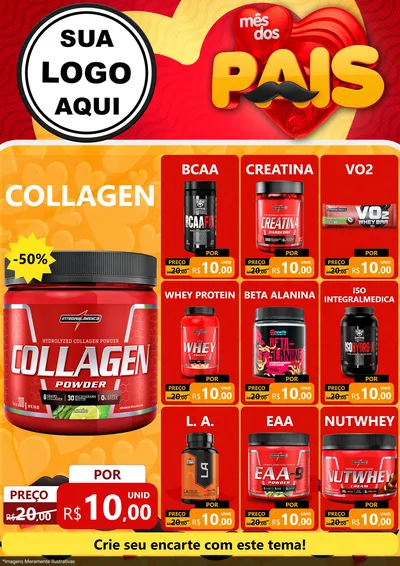 Modelo de Encarte para Encarte A4 Vertical com o tema Mês Dos Pais para Suplementos alimentares