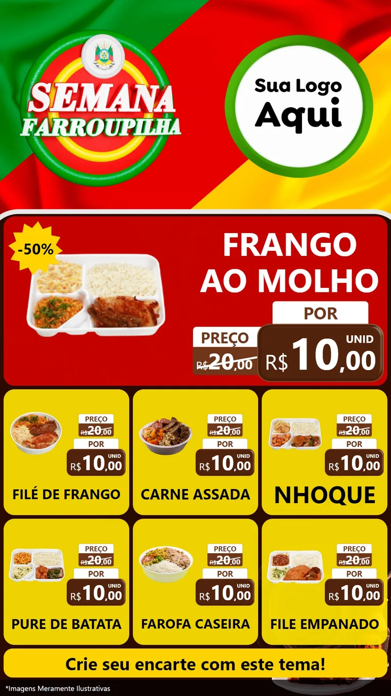 Modelo de Rede Social para Stories com o tema Semana Farroupilha para Restaurante
