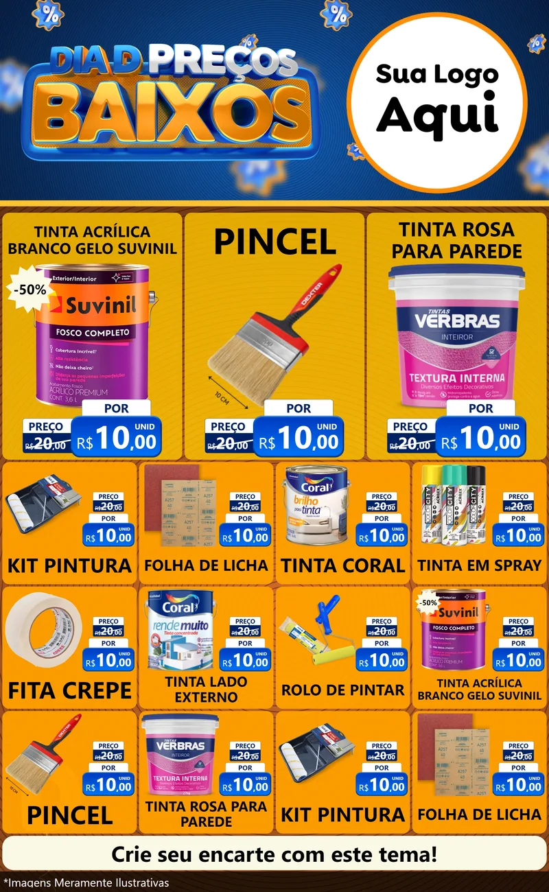 Modelo de Encarte para Encarte Grande com o tema Dia D Preço Baixo para Tintas e Ferramentas