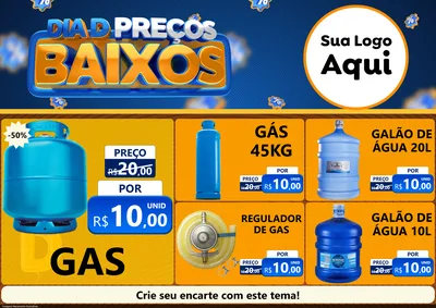 Modelo de Encarte para Encarte A4 Horizontal com o tema Dia D Preço Baixo para Água e gás
