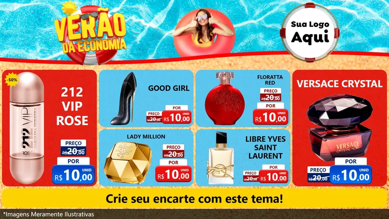 Modelo de TV para TV Horizontal com o tema Verão da Economia para Perfumes