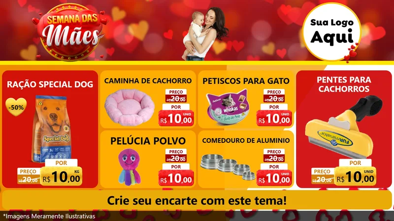 Modelo de TV para TV Horizontal com o tema Semana das Mães para Pet Shop