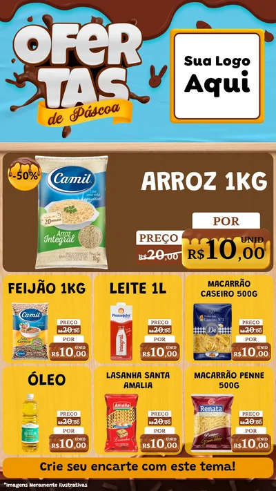 Modelo de Rede Social para Stories com o tema Ofertas de Páscoa para Supermercado