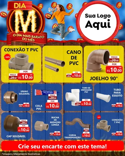 Modelo de Rede Social para Feed Instagram com o tema Dia M - O Dia Mais Barato Do Mês para Tubos e conexões